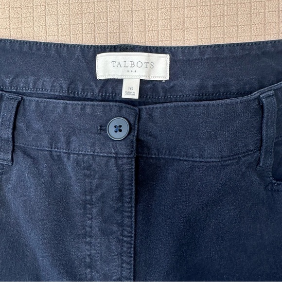 Talbots Crop Chino Pants Womens 16 Black Stretch High Waist Straight Leg Casual - Picture 3 of 10
